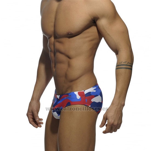 Slip Natacion Addicted Hombre Camuflaje Azul Rojo 